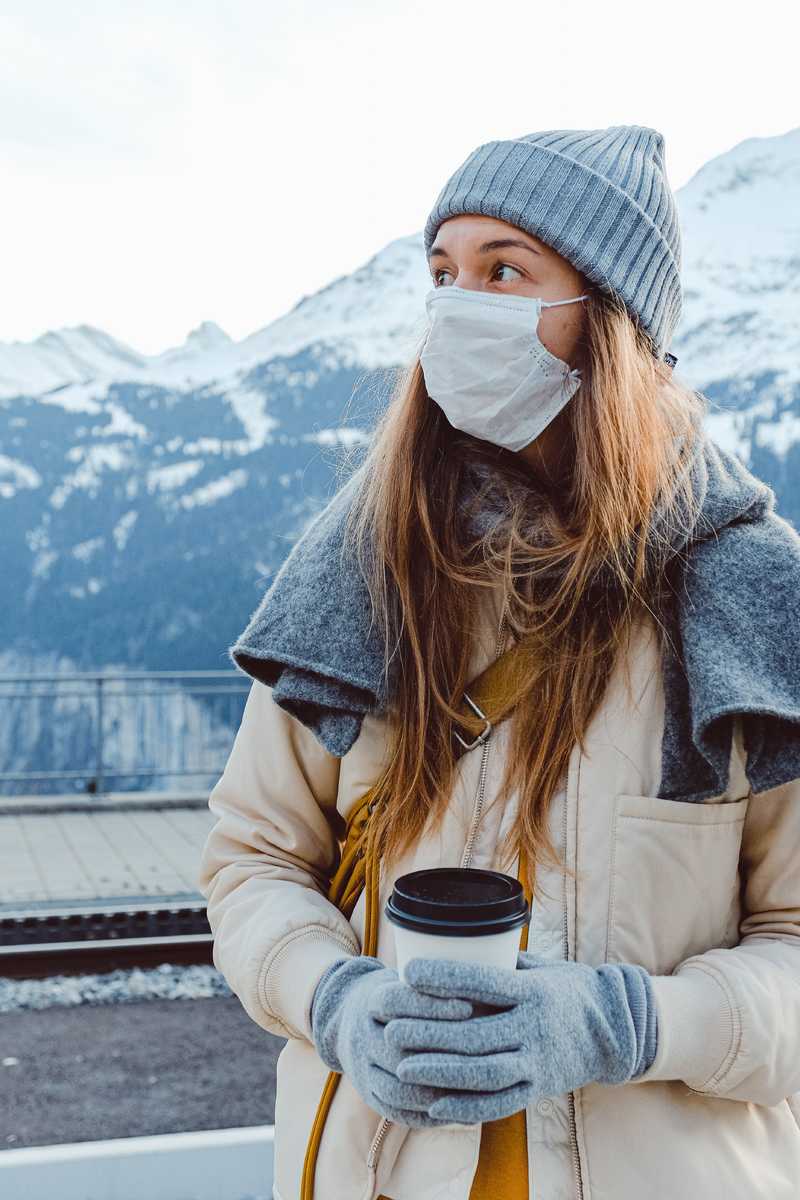 Woman wearing face mask