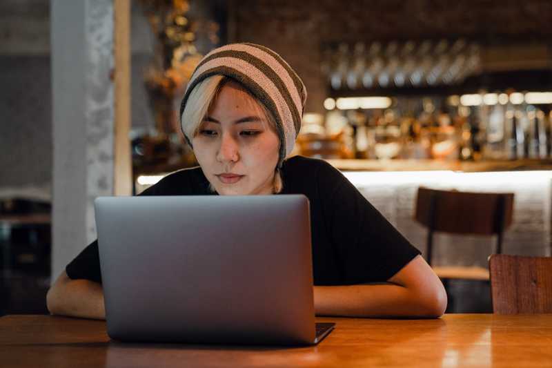 Woman watching film