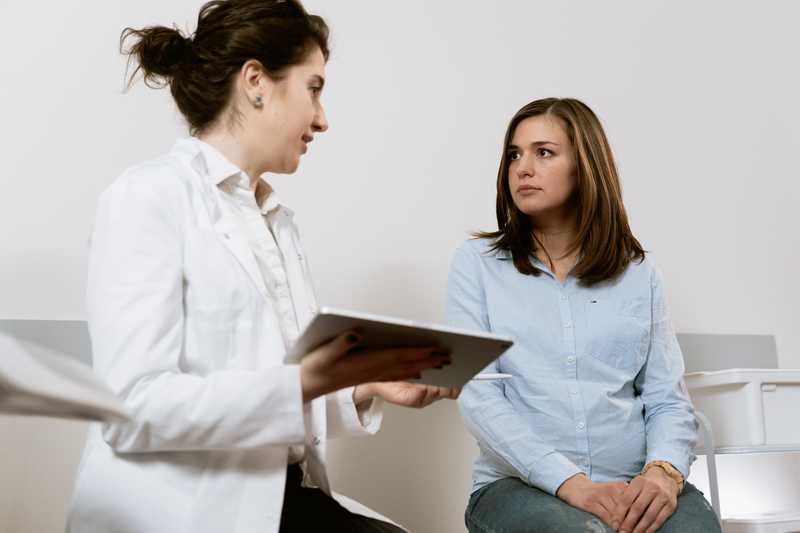 Woman at doctor