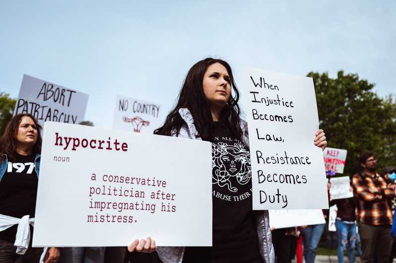 Woman protesting